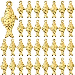 Золотой 50 подвески из цинкового сплава в тибетском стиле, рыба, золотые, 20x9x3 мм, отверстие : 1.2 мм