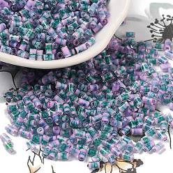 Стально-синий Двухцветный внутренний цвет прозрачный стеклянный бисер, колонка, стальной синий, 3.5x2.5 мм, отверстие : 1.2 мм, Около 18000 шт / фунт