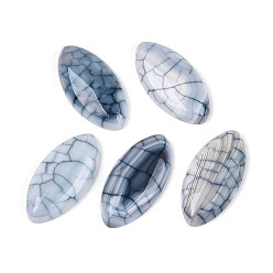 (221F) Матовая бронза Крашеные агата кабошоны естественный хрустят, лошадиный глаз , светло-стальной синий, 40x20x7 мм