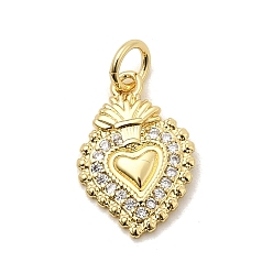 Настоящее золото 18K Латунные микро проложить кубического циркония подвески, чары священного сердца, с целью перехода в кольце, стойки покрытие, долговечный, без свинца и без кадмия, реальный 18 k позолоченный, 16x11x2 мм, отверстие : 3.5 мм