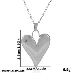 Серебро 304 женские ожерелья с подвесками в форме сердца из нержавеющей стали, серебряные, 17.72 дюйм (45 см)
