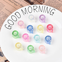 Letter Q УФ-покрытие прозрачные акриловые европейские бусины, бусины с большим отверстием, разноцветные, Буква Q, 21x18.5x13.5 мм, отверстие : 6 мм