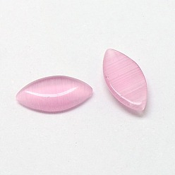 Pearl Pink Cat Eye Cabochons, Horse Eye, Pearl Pink, 16x8x2.5mm