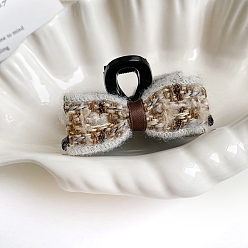 Белый Дым Пластиковые и бархатные заколки-коготки, бантом, серый, 70x30 мм