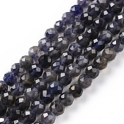Iolita Perlas naturales iolite hebras, facetados, grado ab +, rondo, 6 mm, agujero: 0.8 mm, sobre 66 unidades / cadena, 15.20'' (38.6 cm)
