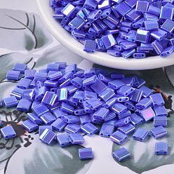 (TL483) Opaque Periwinkle AB MIYUKI TILA Beads, Japanese Seed Beads, 2-Hole, (TL483) Opaque Periwinkle AB, 5x5x1.9mm, Hole: 0.8mm, about 590pcs/50g