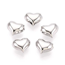 Платина 925 шарики стерлингового серебра, сердце, родий, платина, 7x8x4 мм, отверстие : 0.9~1.2 мм
