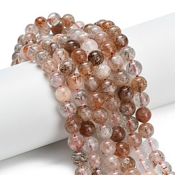 Rutilated Кварц Нити бусин из натурального медного рутилированного кварца, круглые, 8.5 мм, отверстие : 1 мм, около 46 шт / нитка, 15.35 дюйм (39 см)