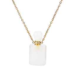 Хрусталь 1Ожерелья из натурального кварцевого кристалла в виде флакона для духов, прямоугольные, ожерелья из железных цепей золотистого тона, 20.28 дюйм (51.5 см)