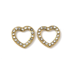 Сердце 304 кабошоны со стразами из нержавеющей стали, ионное покрытие (ip), золотые, сердце, 9x9.5x1.5 мм
