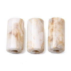 Column Двухцветные непрозрачные акриловые бусины, имитирующие драгоценные камни, европейские бусины, бусины с большим отверстием, цвет шоколада, колонка, 22x11 мм, отверстие : 4.5 мм, Около 238 шт / 500 г