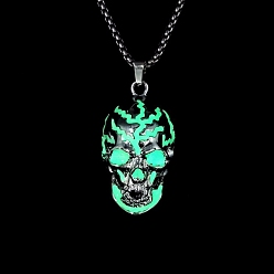 Светло-зеленый Подвески из сплава , светящийся череп, светло-зеленый, 37x23 мм