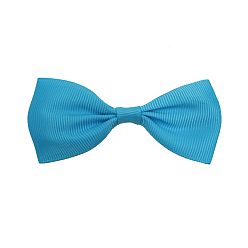 Темно-Голубой Grosgrain bowknot аллигаторные зажимы для волос, С железными аллигаторами, глубокое синее небо, 80 мм