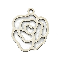 Нержавеющая Сталь Цвет Не тускнеющие 201 подвески из нержавеющей стали, цветочный шарм, лазерная резка, цвет нержавеющей стали, 18.5x15x1 мм, отверстие : 1.5 мм