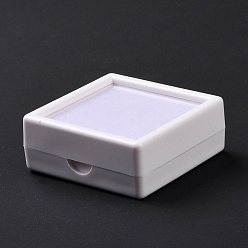 White Square Plastic Diamond Presentation Boxes, Small Jewelry Show Cases, with Clear Acrylic Windows and Sponge Mat Inside, White, 4.1x4.1x1.6cm, 7.5mm Deep, Inner Diameter: 35x35mm 