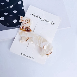 Бежевый Милые заколки для волос из ацетата целлюлозы (смола) для собак из кожи аллигатора, с клипсами из сплава и стразами, для женщин девушек, бежевые, 45x85 мм