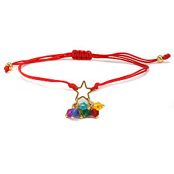 Разноцветный Регулируемые браслеты со стеклянными подвесками, Браслеты из бисера из нейлонового шнура для женщин, звезда, красочный, 11.02 дюйм (28 см)