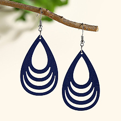 Прусский Синий Серьги-подвески в форме капли из полого дерева, платина, берлинская лазурь, 77x34 мм