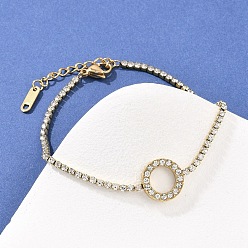 Настоящее золото 18K 304 Браслеты из нержавеющей стали с цепочками для женщин, плоско-круглые, вакуумное покрытие pvd, реальный 18 k позолоченный, 19x0.2 см