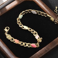 Настоящее золото 18K Браслеты из латунных эмалевых звеньев для женщин, без кадмия и без свинца, стойки покрытие, реальный 18 k позолоченный, 7-1/2 дюйм (18.9 см)