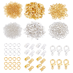 (52) Непрозрачная лаванда Набор для поиска поделок для изготовления ювелирных изделий, включая железные складные обжимные концы и открытое соединительное кольцо, Карабин-лобстер из цинкового сплава, золотой и серебряный, 1320 шт / коробка