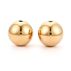 Настоящее золото 14K 304 из нержавеющей стали бусы, круглые, реальный 14 k позолоченный, 16 мм, отверстие : 2.2~2.8 мм