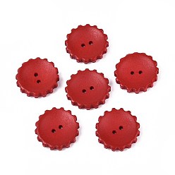 (123L) Белый крем непрозрачный блеск Пуговицы из натурального дерева, окрашенные распылением, передача, 2-луночное, огнеупорный кирпич, 27.5x6 мм, отверстие : 2.2 мм