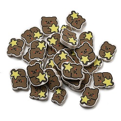 Coffee Handmade Polymer Clay Beads, No Hole, Bear, Coffee, 9x7x2mm, about 2941pcs/500g