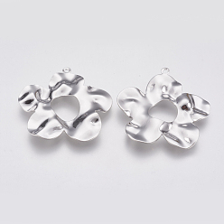Платинированный Латунные подвески, волнистый цветок, без никеля , Реальная платина, 33.5x31.5x3 мм, отверстие : 1.5 мм