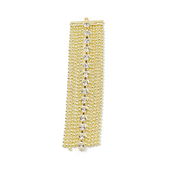 Golden Brass Ball Chains & Crystal Rhinestone Cup Chains Tassel Big Pendants, Golden, 63x15x2mm, Hole: 1.2mm