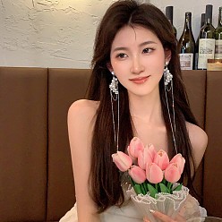 Лист Серьги-гвоздики из пластика с имитацией жемчуга, со стразами для женщин, лист