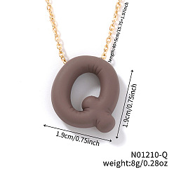 Letter Q Ожерелья с подвесками из сплава, золотые, кокосового коричневый, Буква Q, 15.75 дюйм (40 см)