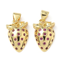 Настоящее золото 18K Латунные микро проложить кубического циркония подвески, стойки покрытие, клубника прелести, без свинца и без кадмия, долговечный, реальный 18 k позолоченный, 17.5x11.5x7 мм, отверстие : 4x3 мм