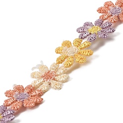 Разноцветный 15 лента из полиэстера с цветочным узором, плоская кружевная отделка с цветочным узором, для аксессуаров для одежды, красочный, 1/2 дюйм (14 мм)