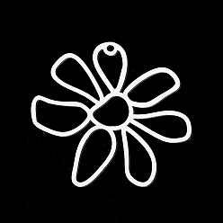 Нержавеющая Сталь Цвет Устойчивые к потускнению 201 подвески из нержавеющей стали, лазерная резка, цветок, цвет нержавеющей стали, 34.5x35x1 мм, отверстие : 1.6 мм