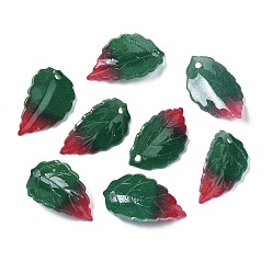 Dark Green Plastic Pendants, Leaf, Dark Green, 22.5~23x13~13.5x4mm, Hole: 1.2mm