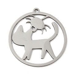 Cat Shape 201 подвески из нержавеющей стали, лазерная резка, хэллоуин прелести, цвет нержавеющей стали, форма кошки, 25.5x23.5~24x1 мм, отверстие : 1.5 мм