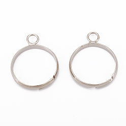 Platinum Brass Adjustable Loop Ring Bases, Long-Lasting Plated, Unsoldered Ring, Platinum, 24x19x3mm, Hole: 3mm, Inner Size: 17mm