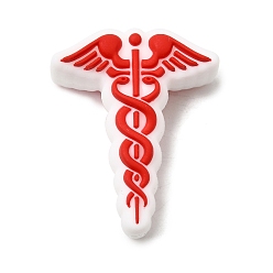 Красный Силиконовые бусины на медицинскую тематику, фокусные бусы, медицинский символ, красные, 37x30x13 мм, отверстие : 2 мм