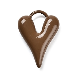 Кокосово-Коричневый Подвески из сплава , сердце, кокосового коричневый, 20x14.5x4.5 мм, отверстие : 6.4x4 мм