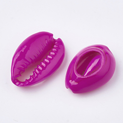 Magenta Spray Paint Cowrie Shell Beads, Two Tone, No Hole/Undrilled, Magenta, 20~25x14~16x5~7mm