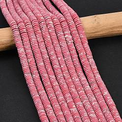 Светло-Коралловый Окрашенные нити синтетических бус императорской яшмы, матовые, дисковые бусы, Heishi бусы, свет коралловый, 6x1.5 мм, отверстие : 1 мм, около 249~252 шт / нитка, 15.28~15.55'' (38.8~39.5 см)