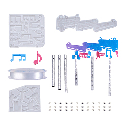 Белый Кулоны своими руками силиконовые формы, для изготовления колокольчиков, для изготовления УФ-смолы, изготовление ювелирных изделий, Алюминиевый элемент украшения ветра куранты, Зажимные бусины из латуни, белые, 64x74x5 мм, отверстие : 2 мм