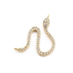 Золотой Латунные микро проложить кубического циркония подвески, змеиные чары, золотые, 19x17.5x2.5 мм, отверстие : 0.8 мм