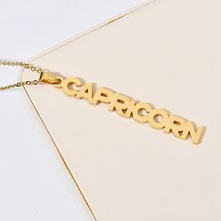 Козерог 304 ожерелья из нержавеющей стали с подвесками в виде созвездий, реальный 18 k позолоченный, Козерог, 17.72 дюйм (45 см)