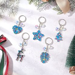 Mixed Shapes 5 шт. 5 стили акриловые подвесные брелоки, с железными брелоками и подвесками из стеклянных стразов, платина, разнообразные, 75.5~104 мм, 1 шт / стиль