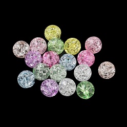 Mixed Color Transparent Crackle Acrylic Beads, Round, Mixed Color, 8mm, Hole: 2.2mm, about 1800pcs/500g