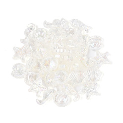 Прозрачный Прозрачные акриловые бусины с цветным покрытием в стиле океана, разнообразные, прозрачные, 10~15x5.5~12x4 мм, отверстие : 1.5 мм, Около 2083 шт / 500 г