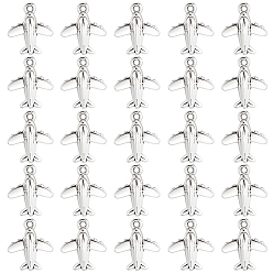 Antique Silver 100Pcs Tibetan Style Zinc Alloy Pendants, Airplane, Antique Silver, 15.5x13.5x3mm, Hole: 1.4mm