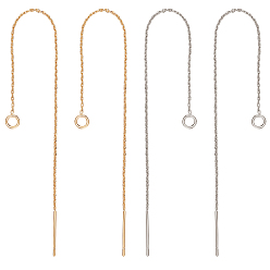 Real Gold Plated & Real Platinum Plated 8шт. 2 цветная латунная фурнитура для сережек-гвоздиков, ушные резьбы, с петлей, настоящее золото и платина, 105x0.7 мм, отверстие : 3 мм, штифты : 0.8 мм, 4 шт / цвет